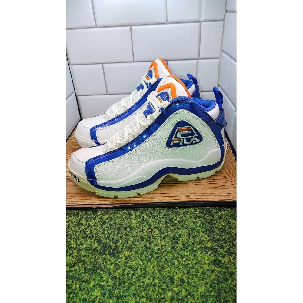 FILA 96 Basketball Sneakers Mens 8 White Blue New With Flaws Retro Grant Hill 2